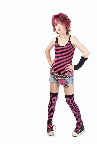 Punk / Emo type teenager with pink hair & clothes.More from this series