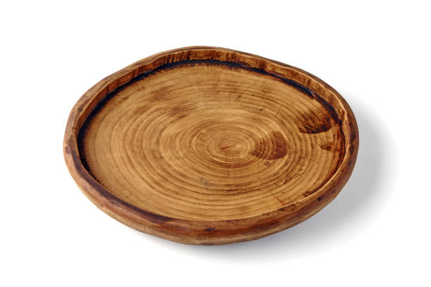 istock Wooden brown burnt bowl isolated on white background 1830465573