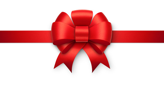 Red gift bow. Photography in high resolution. 