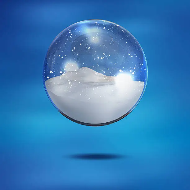 Snow globe on blue background.