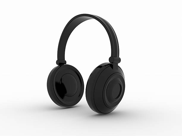 istock Black glossy Headphones isolated on white 183047091