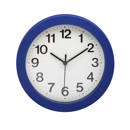Simpled blue clock on white