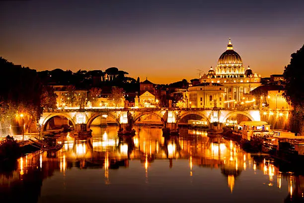 Photo of Rome golden sunset St Peter's Basilica