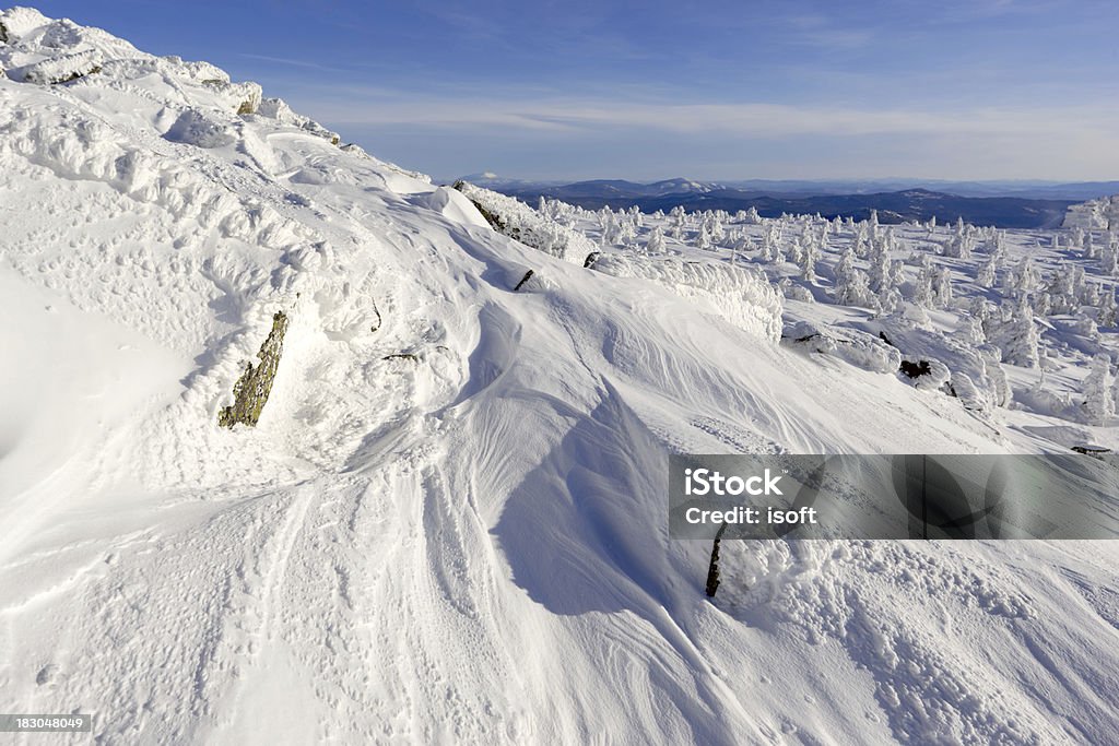 Winterpark.  Sheregesh. Siberian mounts. Siberian winter. Sheregesh.Canon 1Ds-mkIIITS-E 24/3.5L. Blue Stock Photo