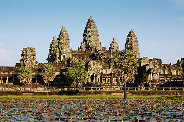 Angkor Wat Angkor Wat and Lotus pond in the front cambodian culture photos stock pictures, royalty-free photos & images