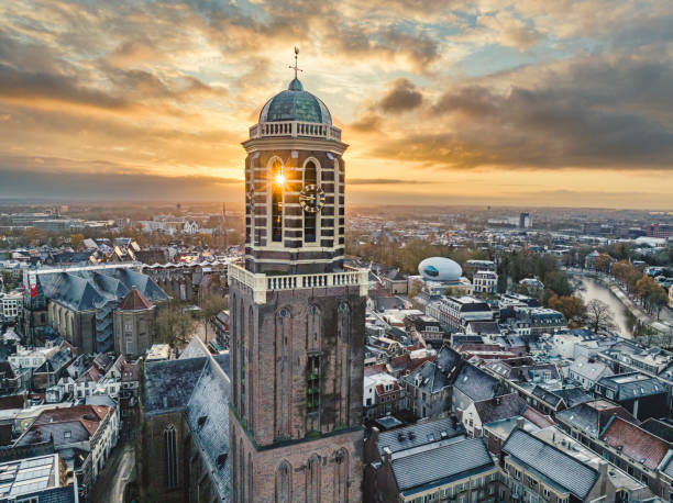 istock Zwolle Peperbus church tower during a cold winter sunrise 1830483690
