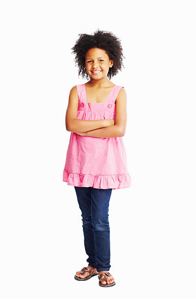 istock Cute girl with hands folded against white - copyspace 183048462