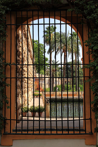 Seville. The Royal Alcazar. View through a window