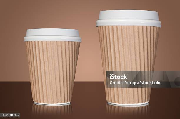Small And Large Takeaway Coffee Stock Photo - Download Image Now - Black Color, Brown, Caffeine