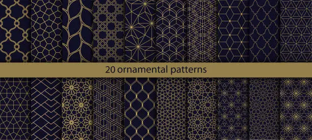 Vector illustration of Set  of vector abstract oriental pattern.