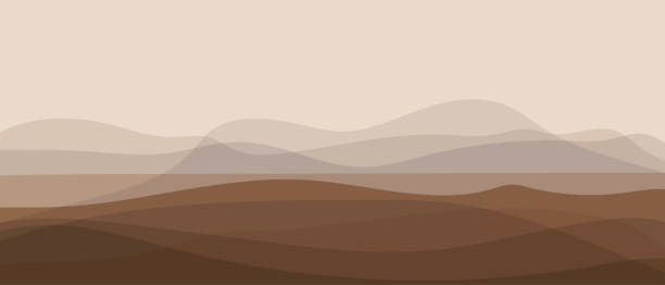 vektor dämmerung bergpanorama landschaft hintergrund - abstract backgrounds brown flowing stock-grafiken, -clipart, -cartoons und -symbole