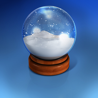 Snow globe on blue background.