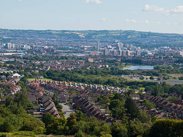 Aerial view of the city of Belfast stock photo
