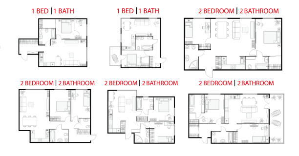 ilustrații de stoc cu planificați apartamentele la etaj. - apartament