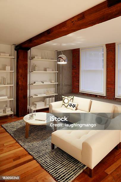 Modernes Apartment Möblierten Stockfoto und mehr Bilder von Holz - Holz, Jalousie, Regal