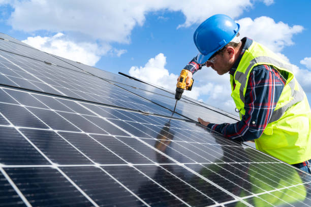 istock Installation of solar panels on solar panel plant. 1830507333