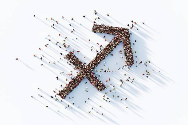 istock Human Crowd Forming Sagittarius Sign On White Background 1830510080
