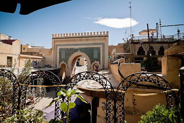Bab Boujloud View of Boujloud door from the interrior of the Medina bab boujeloud stock pictures, royalty-free photos & images