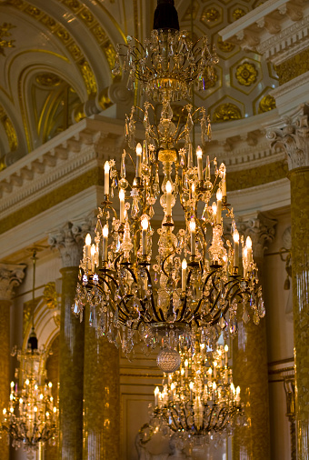 Elegant chandelier in royal  castle, Warsaw, Poland