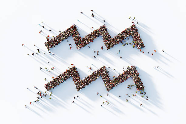 istock Human Crowd Forming Aquarius Sign On White Background 1830514440