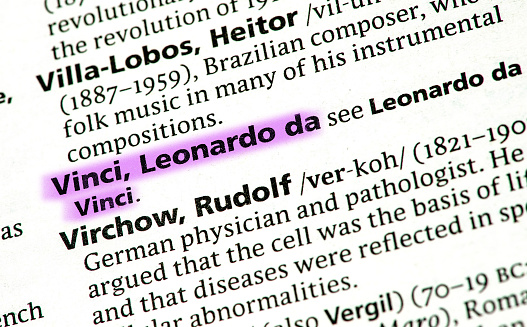 close up photo of the name leonardo da vinci