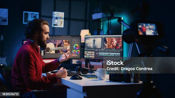 Video Editor Filming Online Tutorial About Editing Color Grading And ...