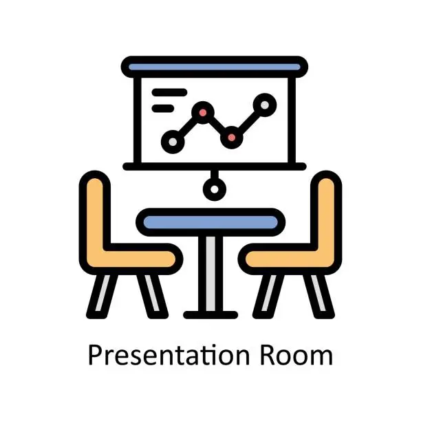 Vector illustration of Presentation Room vector filled outline design  illustration. Business And Management Symbol on White background EPS 10 File