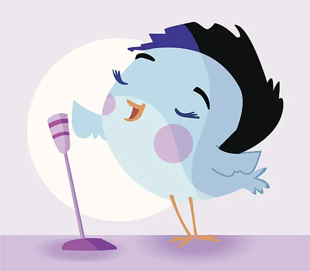 Vector illustration of cute elvis bird.