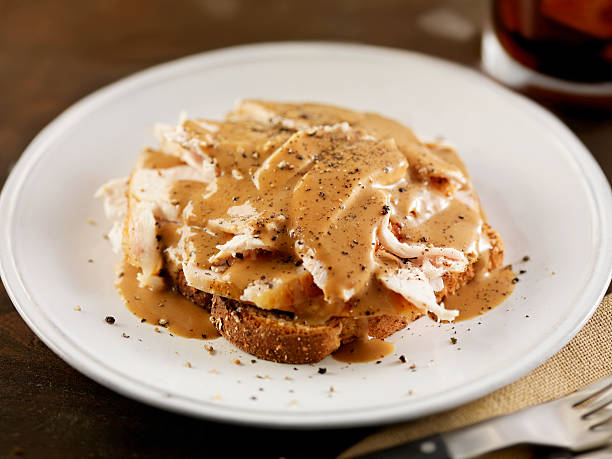 istock Open Face Roasted Turkey Sandwich with Gravy 183052722