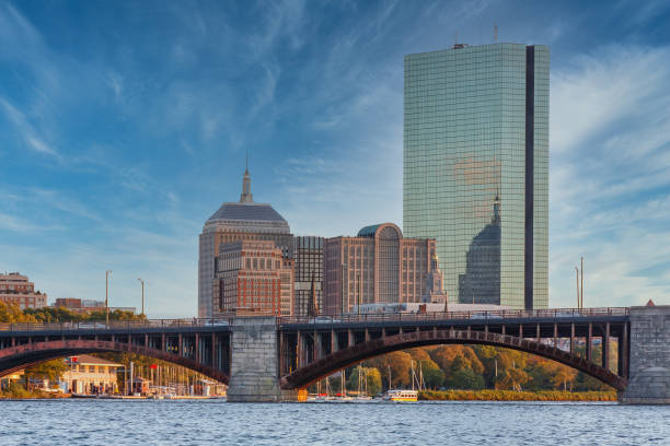 Longfellow Bridge and Back Bay Skyline Boston Massachusetts