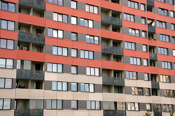 istock Residentail district, plattenbau building 183053380