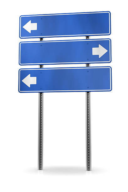 sinal de seta direcional - directional sign road sign blank arrow sign imagens e fotografias de stock