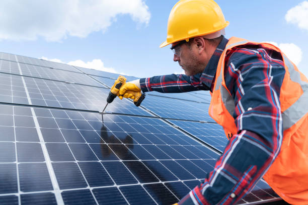 istock Installation of solar panels on solar panel plant. 1830536324