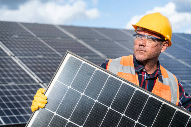 istock Installation of solar panels on solar panel plant. 1830536335