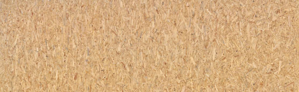 New large OSB chipboard in panoramic close-up