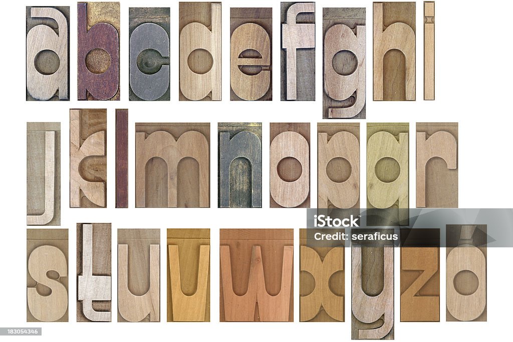 Hölzerne alphabet typeset - Lizenzfrei Block - Form Stock-Foto