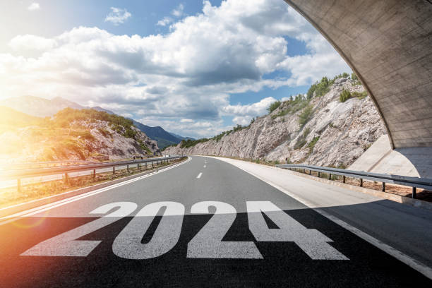 istock Empty road asphalt and New year 2024 concept. 1830544598