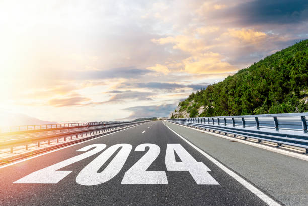 istock Empty road asphalt and New year 2024 concept. 1830544608