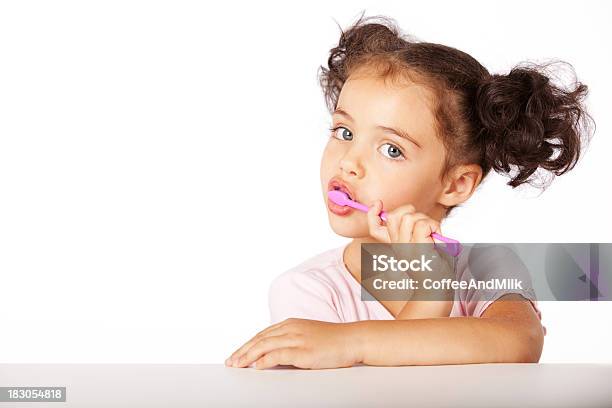 Brushing Teeth Stock Photo - Download Image Now - Toothbrush, Child, White Background