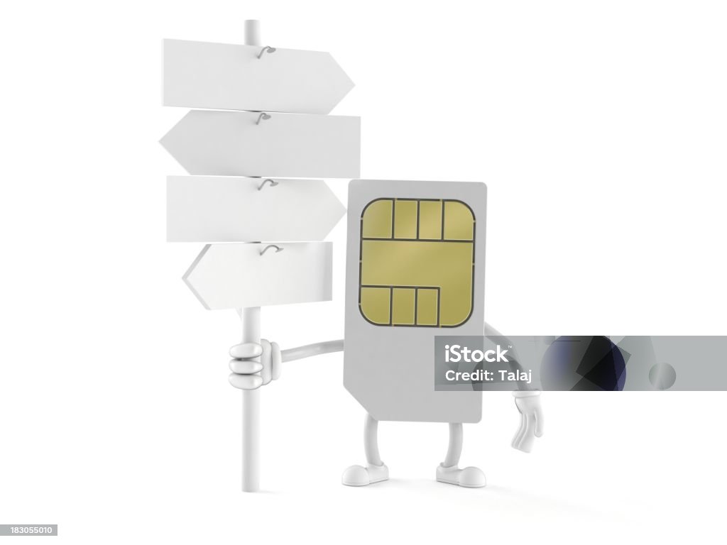 SIM カード文字は白色の標識 - 1人のロイヤリティフリーストックフォト