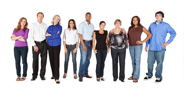 istock Serious Group of Diverse People, Isolated on White 183055278