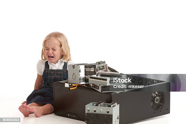 Baby Break Computer Crying Child Sits Next To A Broken Computer Stock Photo - Download ...