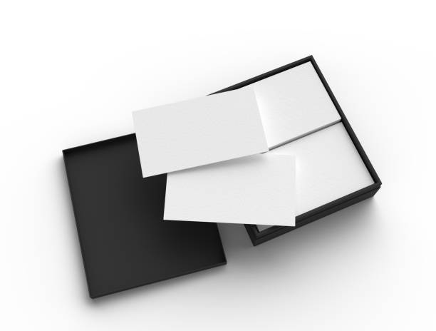 istock Front and back view business card template in a special box 1830554941