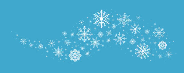 illustrations, cliparts, dessins animés et icônes de vague flocon de neige tourbillon hiver neige bordure décoration de glace isolée. conception de forme de courbe de cristal de vacances, ornement magique - snowflake ice crystal christmas snow