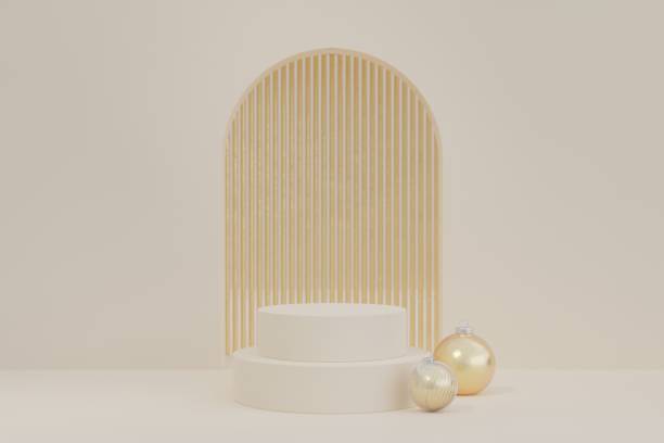 istock 3D Christmas golden product display 1830555724
