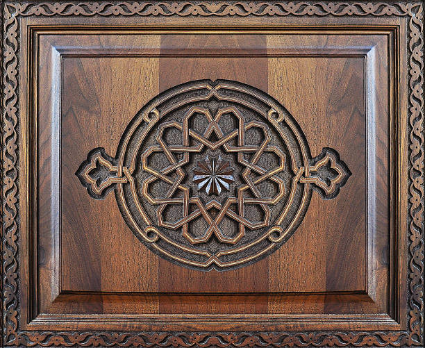 istock Beautiful Arabic patterns carved from wood on the door. 1830556207