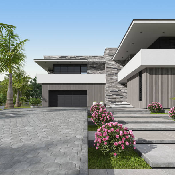 istock Modern Luxurious Villa with garden. 1830556556
