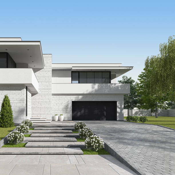 istock Modern Luxurious Villa with garden. 1830556635