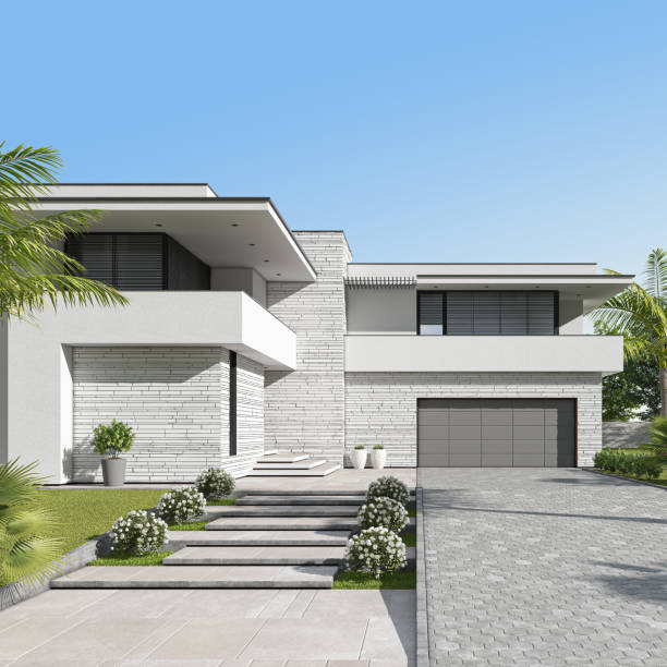 istock Modern Luxurious Villa with garden. 1830556643