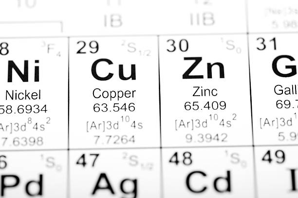 주기율표 요소 구리 - zinc periodic table copper science 뉴스 사진 이미지